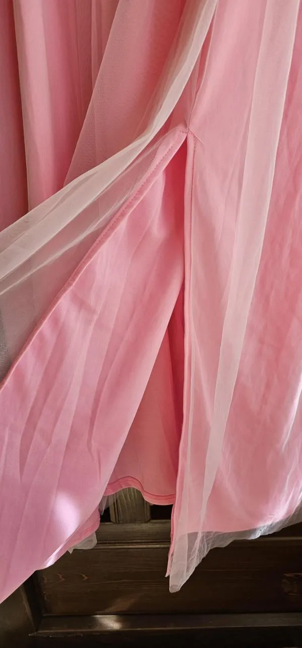 Rochie de ocazie Shein EU 38 | Roz, Maxi, Mânecă scurtă, Dantelă, Poliester - Image 8