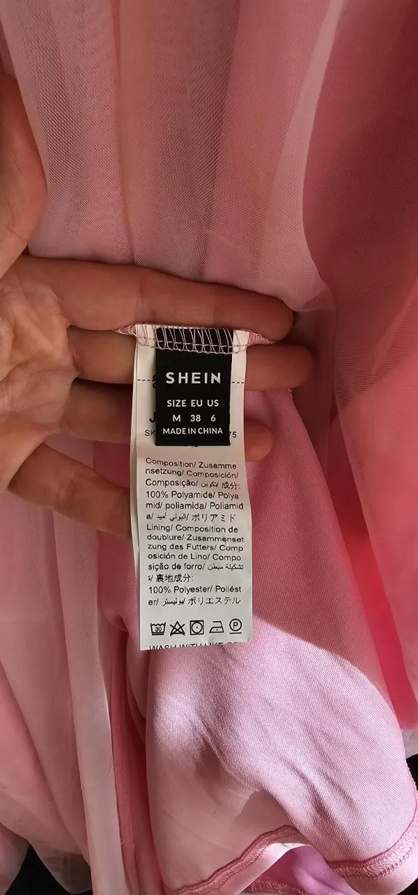 Rochie de ocazie Shein EU 38 | Roz, Maxi, Mânecă scurtă, Dantelă, Poliester - Image 9