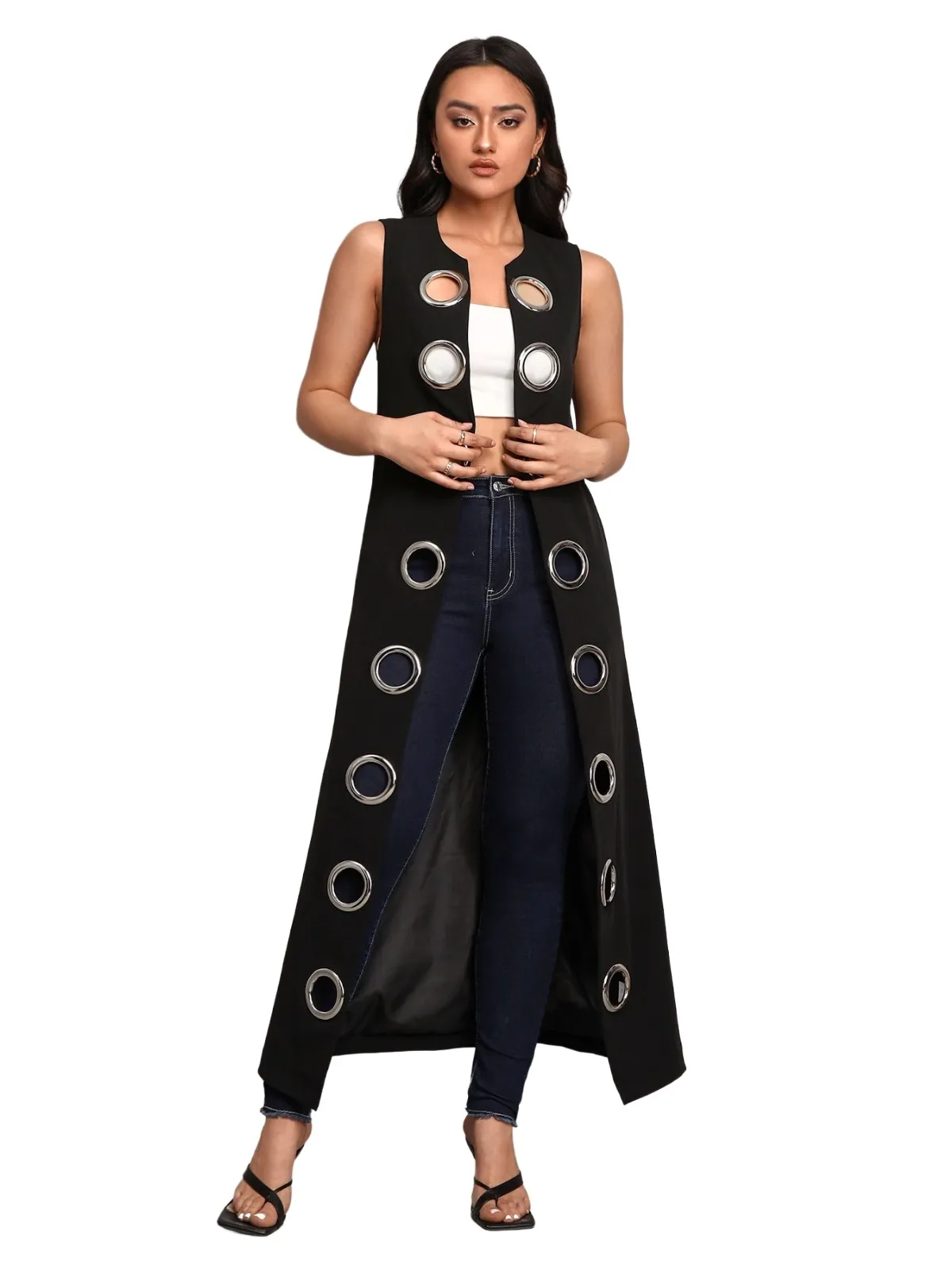 Vestă Shein EU 36 | Multicolor, Cu decupaje, Poliester