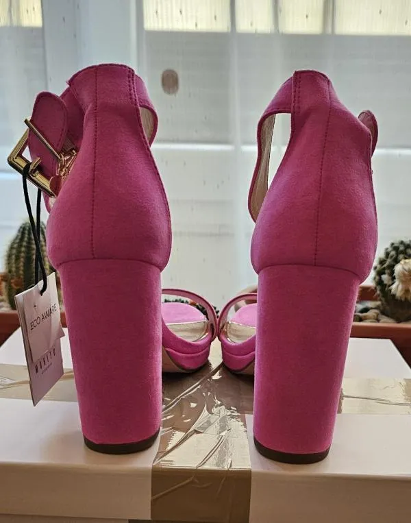 Sandale cu toc Mohito EU 37 | Fuchsia, Piele întoarsă  Suede - Image 10