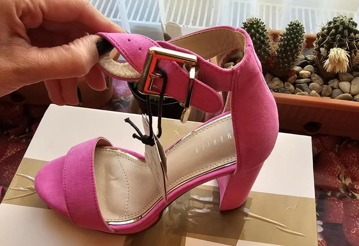 Sandale cu toc Mohito EU 37 | Fuchsia, Piele întoarsă  Suede - Image 11