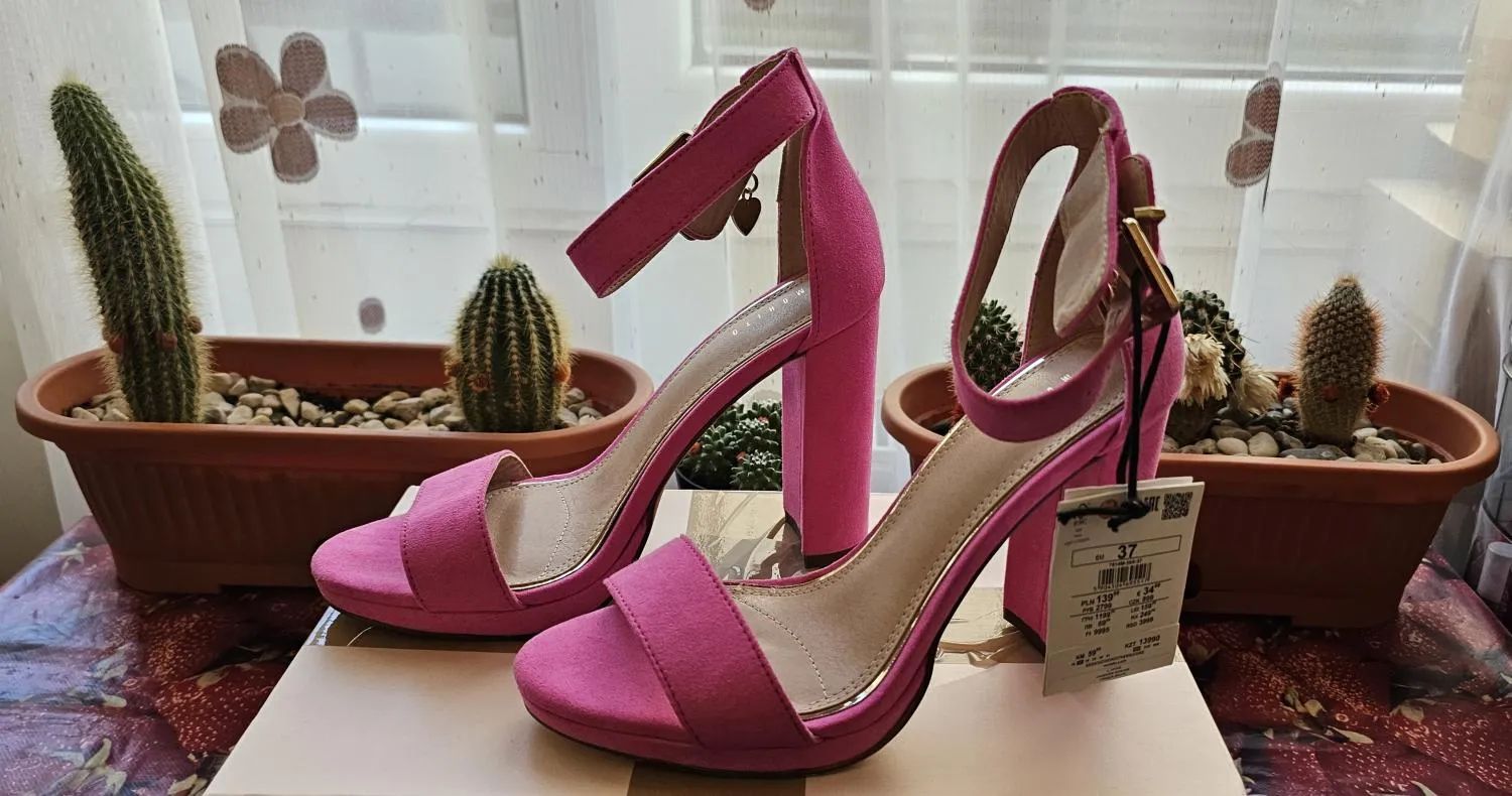 Sandale cu toc Mohito EU 37 | Fuchsia, Piele întoarsă  Suede - Image 12