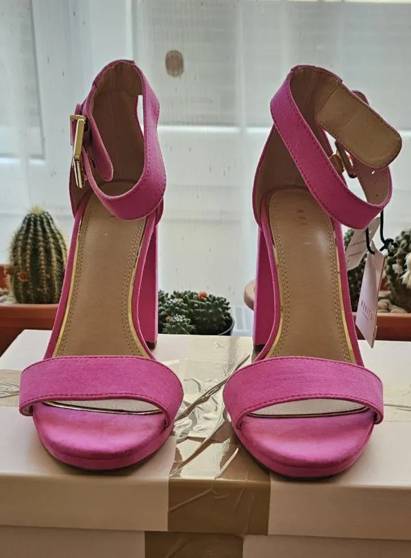 Sandale cu toc Mohito EU 37 | Fuchsia, Piele întoarsă  Suede - Image 2