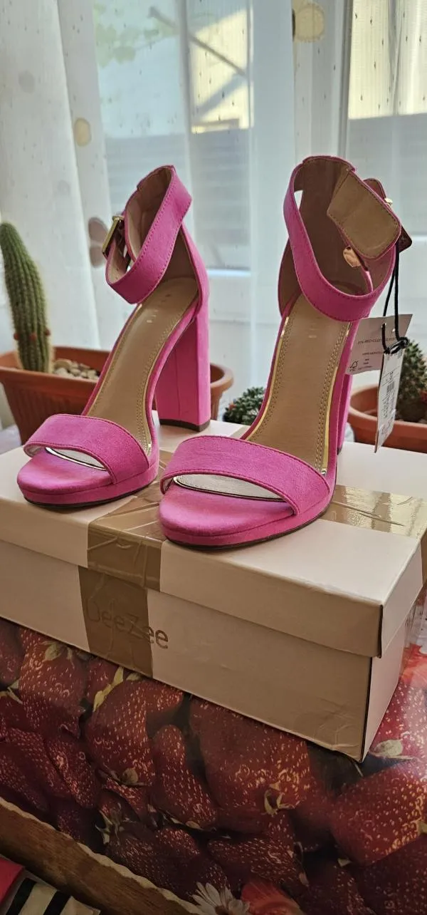 Sandale cu toc Mohito EU 37 | Fuchsia, Piele întoarsă  Suede - Image 4