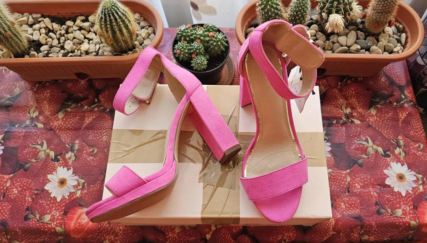 Sandale cu toc Mohito EU 37 | Fuchsia, Piele întoarsă  Suede - Image 5