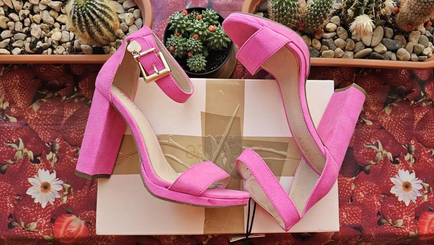 Sandale cu toc Mohito EU 37 | Fuchsia, Piele întoarsă  Suede - Image 6