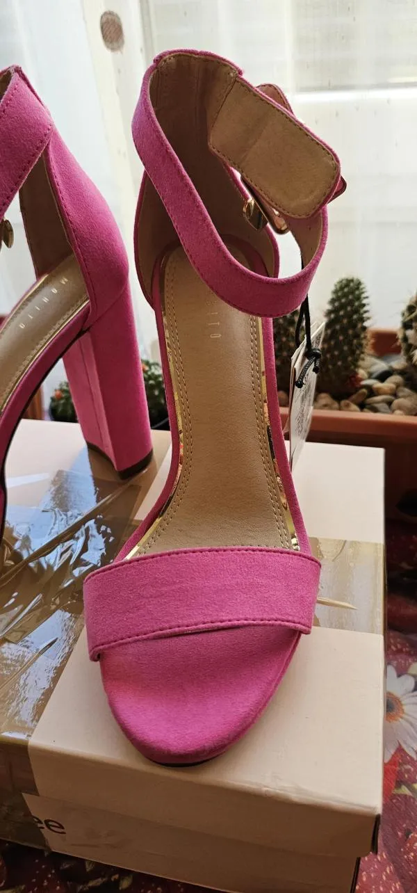 Sandale cu toc Mohito EU 37 | Fuchsia, Piele întoarsă  Suede - Image 9