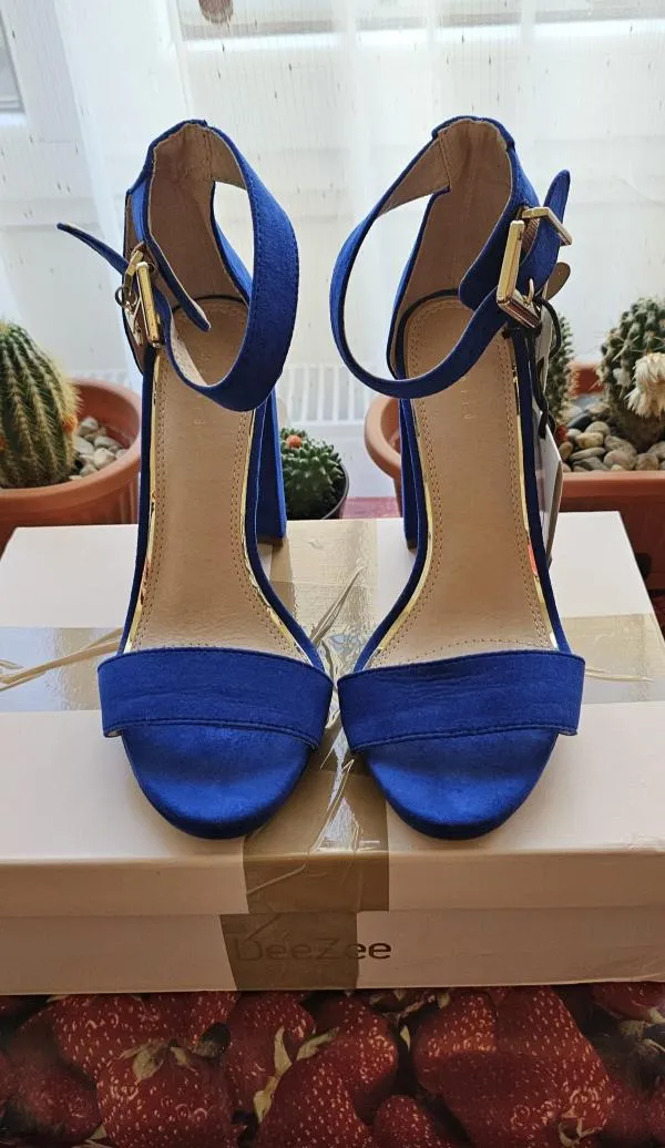 Sandale cu toc Mohito EU 37 | Albastru, Piele întoarsă  Suede - Image 4