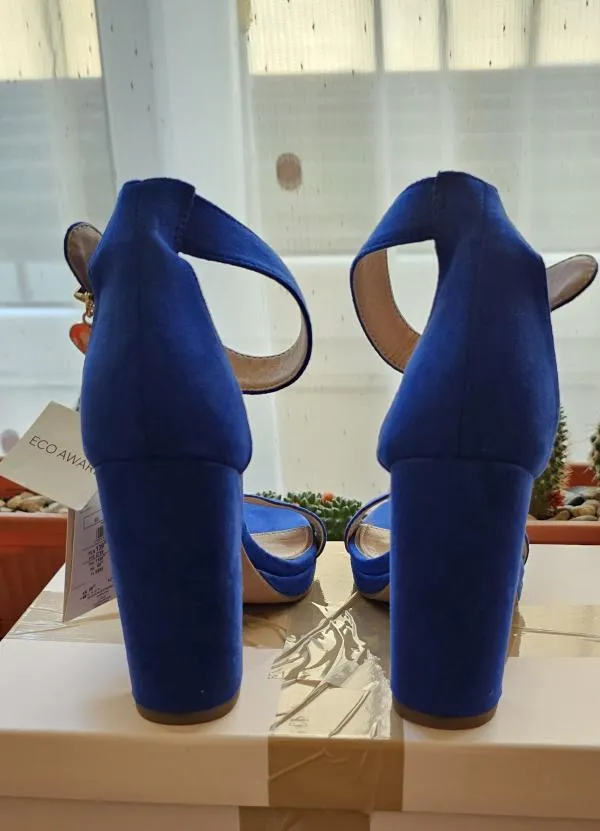 Sandale cu toc Mohito EU 37 | Albastru, Piele întoarsă  Suede - Image 6