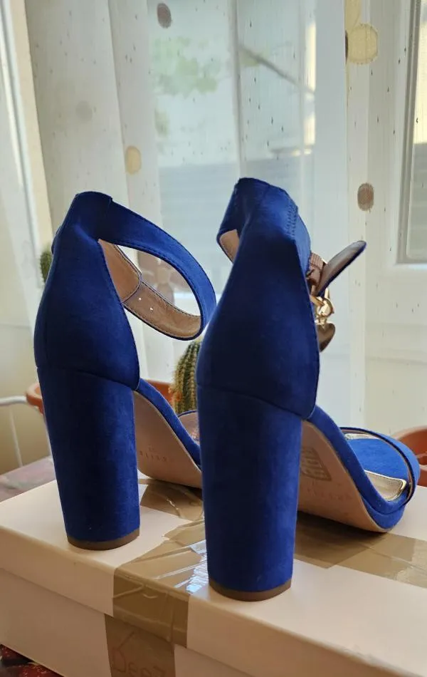 Sandale cu toc Mohito EU 37 | Albastru, Piele întoarsă  Suede - Image 7