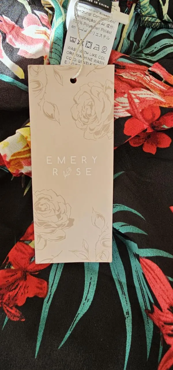 Pantaloni subțiri cu motive florale Emery Rose EU 40 | Multicolor, Talie medie, Loose fit, Loungewear Casă, Floral & Tropical, Poliester - Image 7