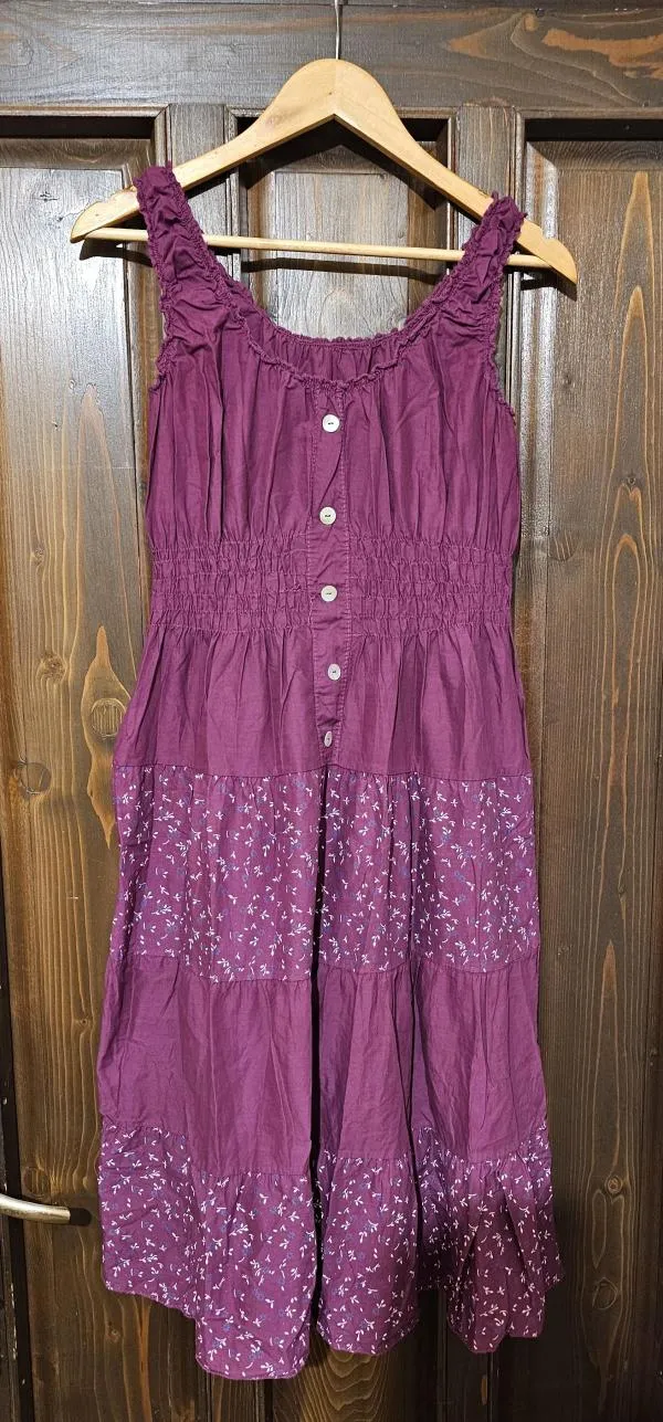 Rochie de vară EU 40 | Mov, Maxi, Cu umerii goi, Floral & Tropical, Bumbac - Image 2