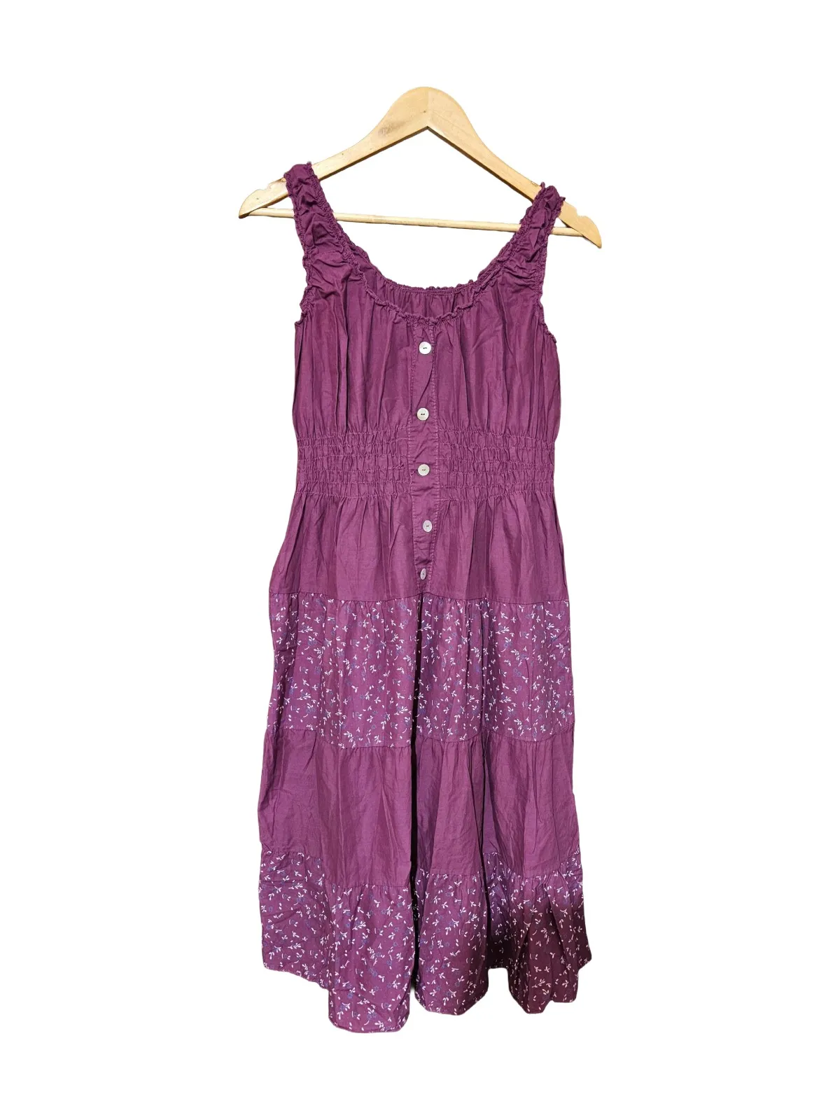 Rochie de vară EU 40 | Mov, Maxi, Cu umerii goi, Floral & Tropical, Bumbac