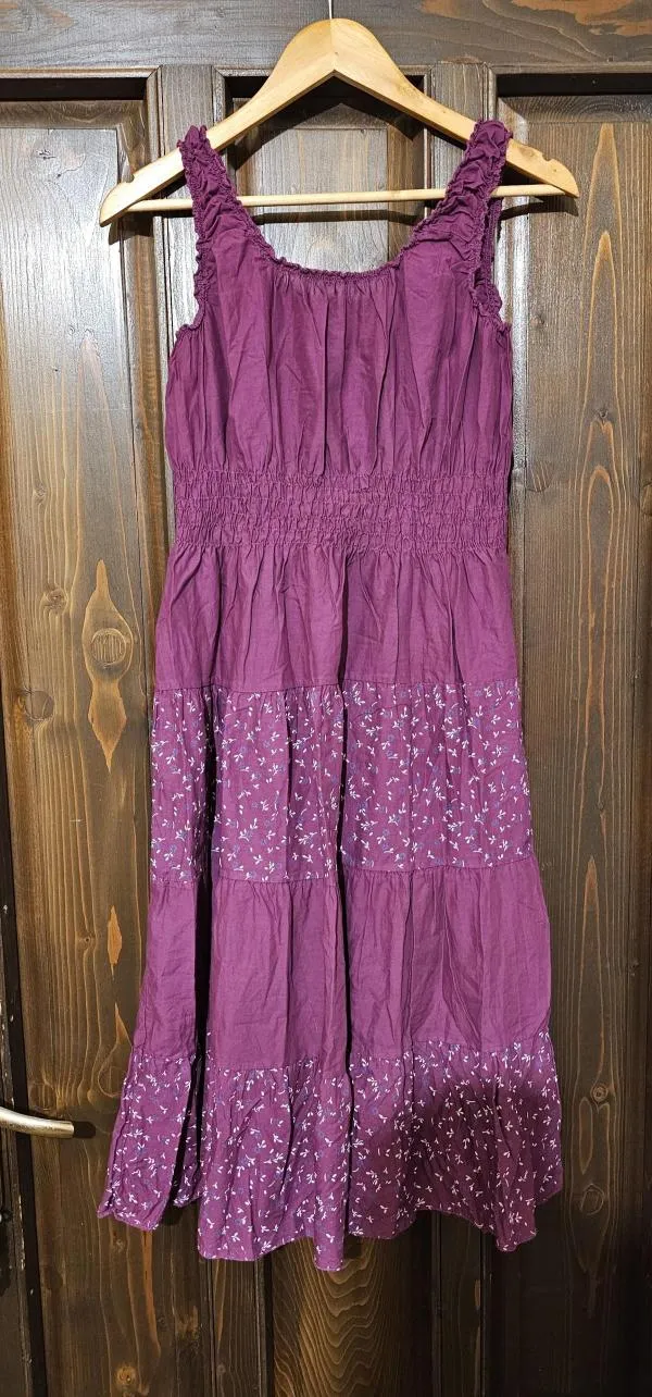 Rochie de vară EU 40 | Mov, Maxi, Cu umerii goi, Floral & Tropical, Bumbac - Image 3