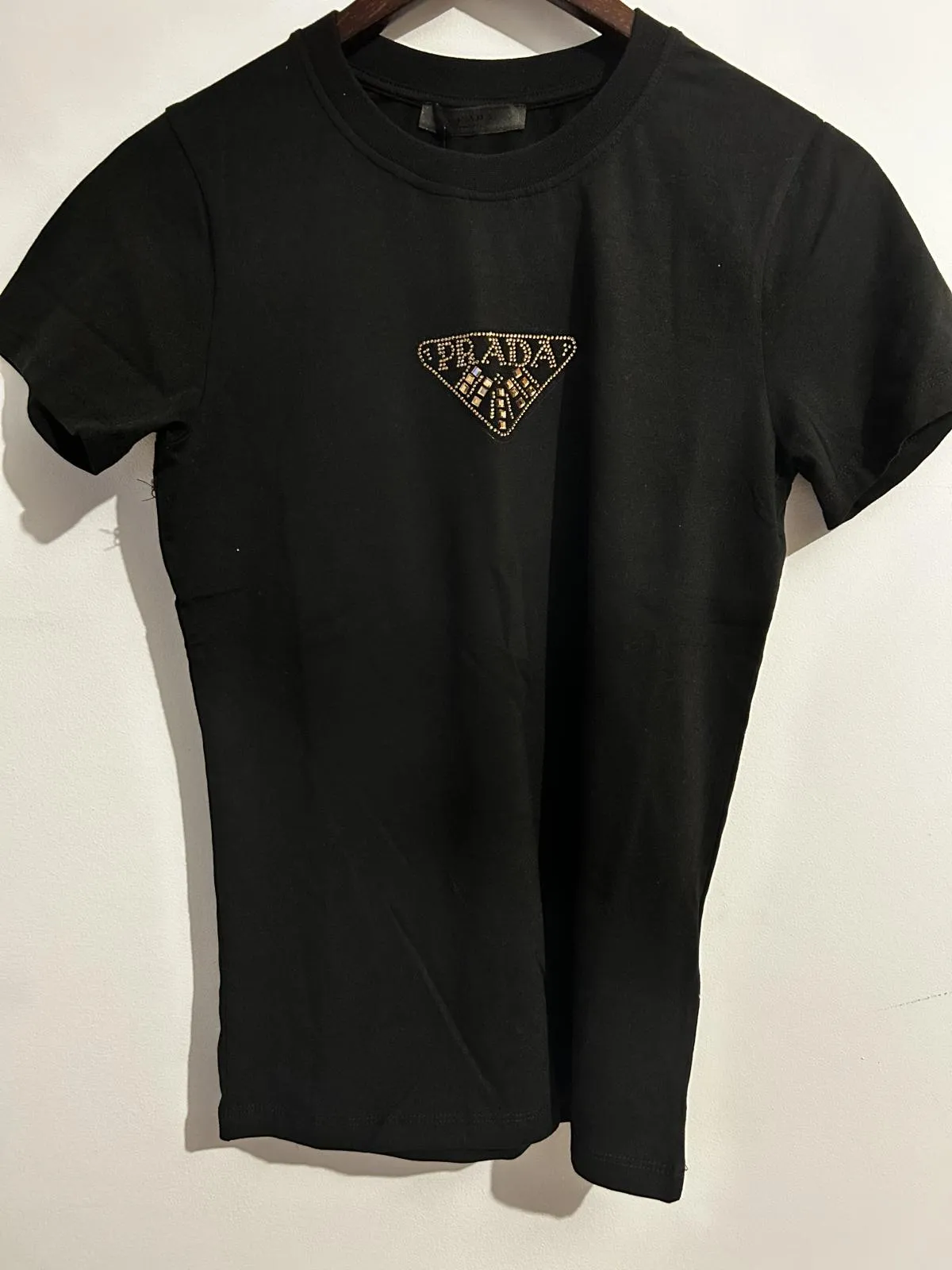 Tricou Prada EU 36 | Negru, Normal, Logo, Bumbac