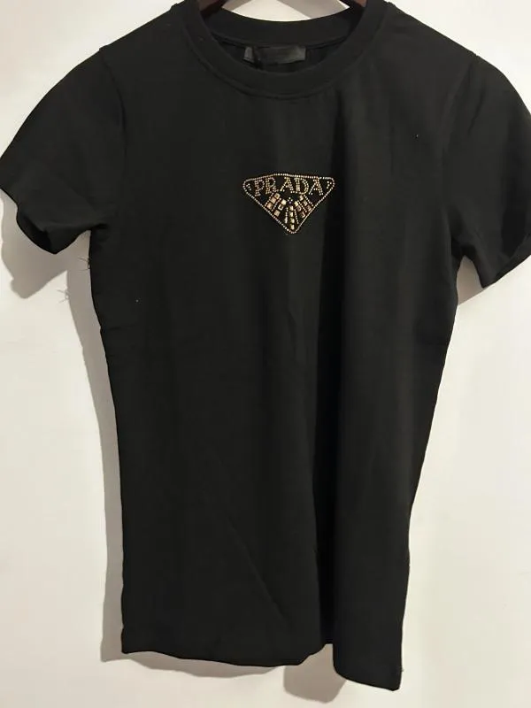 Tricou Prada EU 36 | Negru, Normal, Logo, Bumbac - Image 2