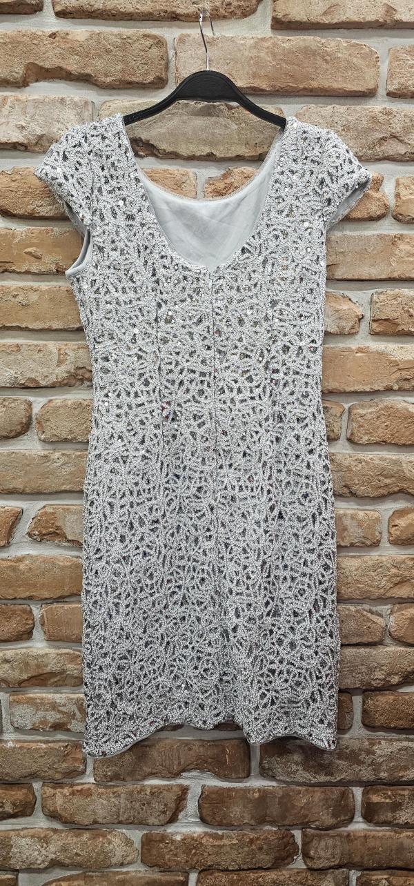 Rochie de ocazie Camomilla EU 40 | Argintiu, Midi, Mânecă scurtă, Paiete, Poliester - Image 2