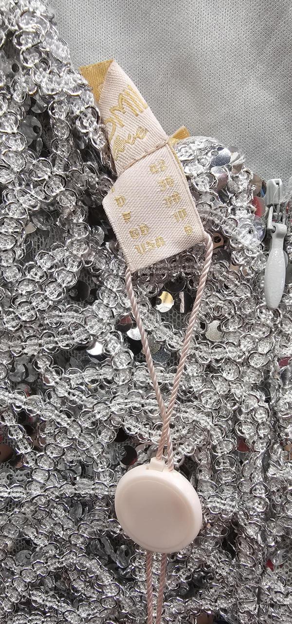 Rochie de ocazie Camomilla EU 40 | Argintiu, Midi, Mânecă scurtă, Paiete, Poliester - Image 3