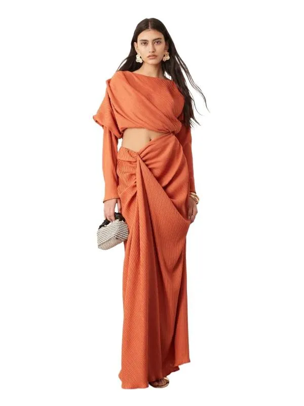 Rochie de seară Maxi ASOS EU 40 | Cărămiziu, Mânecă lungă