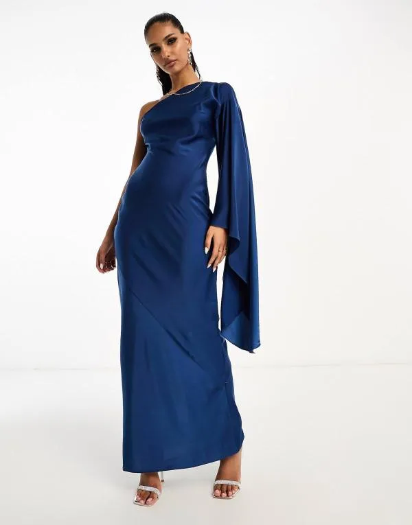 Rochie de seară ASOS EU 34 | Albastru, Midi, Pe un umăr