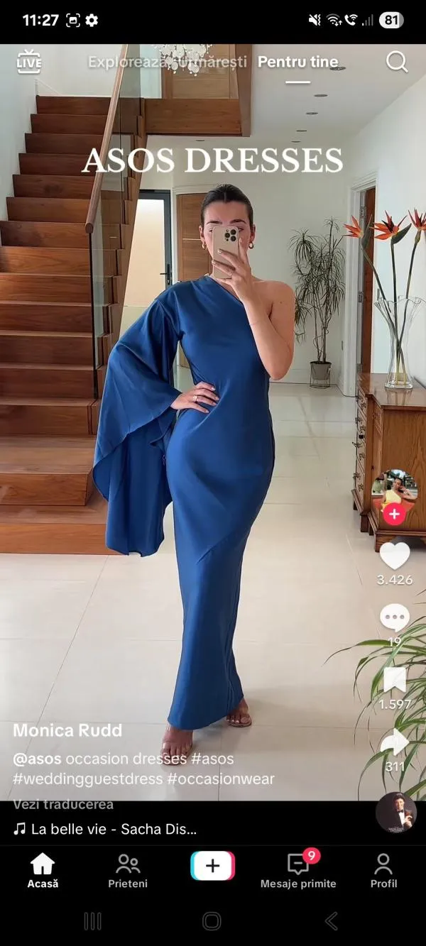 Rochie de seară ASOS EU 34 | Albastru, Midi, Pe un umăr - Image 5