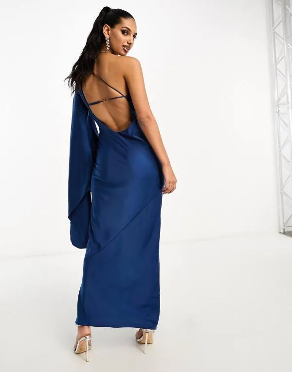 Rochie de seară ASOS EU 34 | Albastru, Midi, Pe un umăr - Image 2