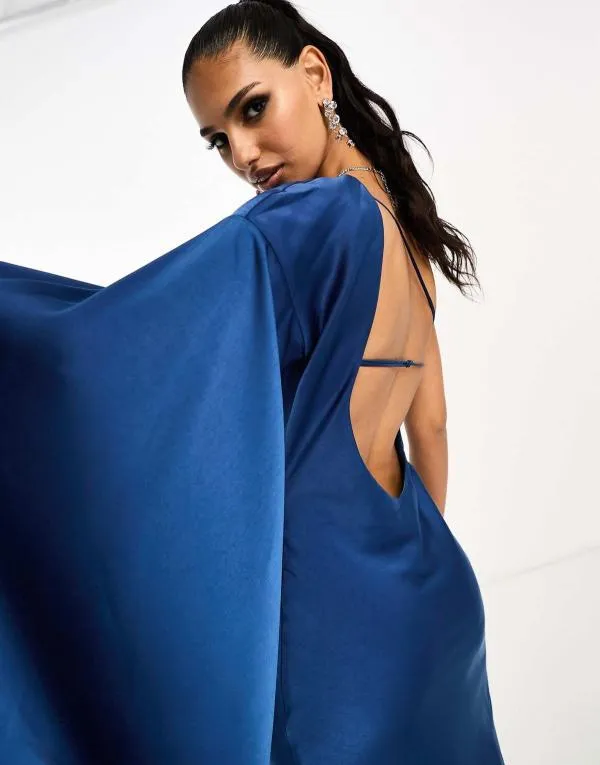 Rochie de seară ASOS EU 34 | Albastru, Midi, Pe un umăr - Image 3