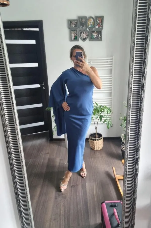 Rochie de seară ASOS EU 34 | Albastru, Midi, Pe un umăr - Image 7