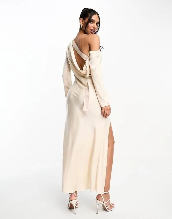 Rochie de ocazie ASOS EU 38 | Crem, Maxi, Mânecă lungă - Image 2