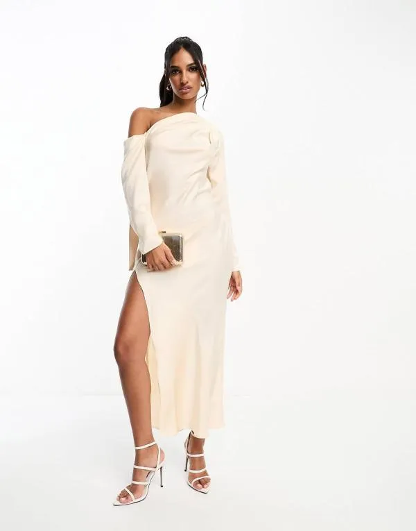 Rochie de ocazie ASOS EU 38 | Crem, Maxi, Mânecă lungă - Image 4