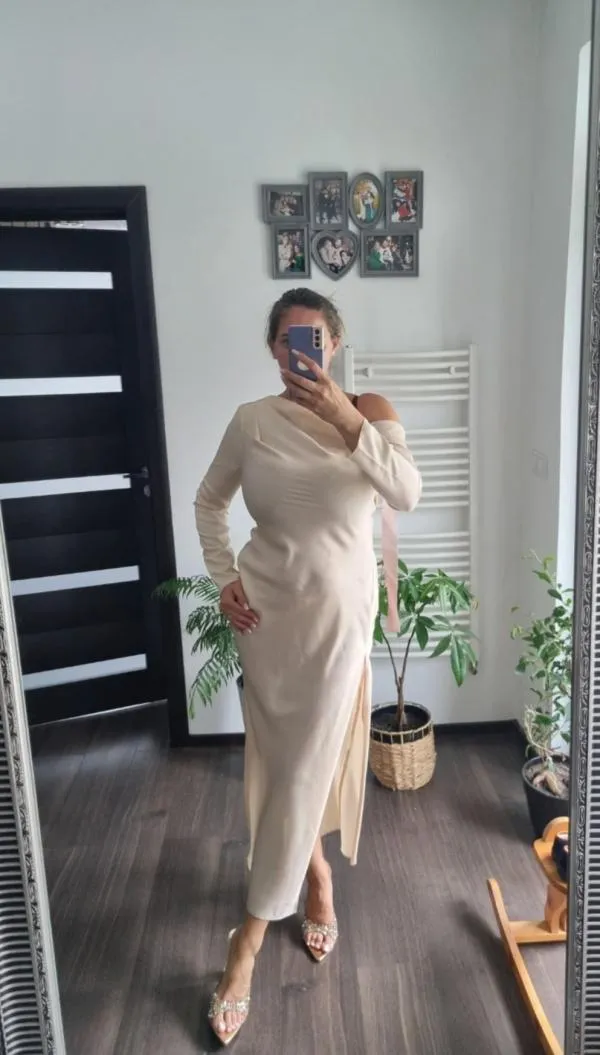 Rochie de ocazie ASOS EU 38 | Crem, Maxi, Mânecă lungă - Image 5