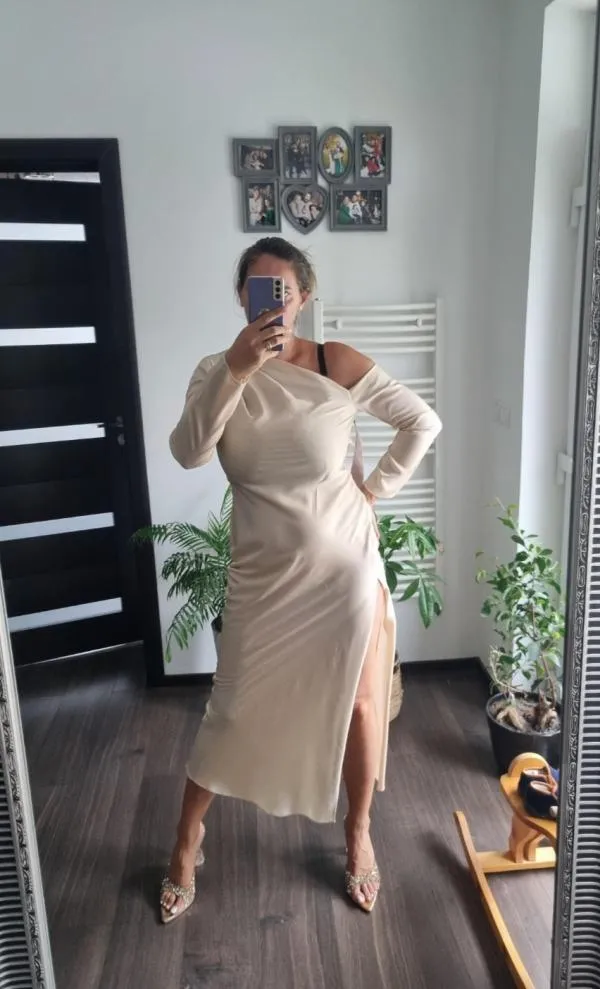 Rochie de ocazie ASOS EU 38 | Crem, Maxi, Mânecă lungă - Image 6