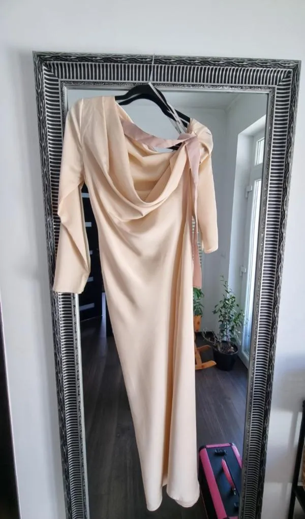 Rochie de ocazie ASOS EU 38 | Crem, Maxi, Mânecă lungă - Image 8