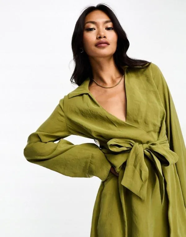 Rochie casual ASOS EU 36 | Khaki, Mini, Mânecă lungă - Image 3