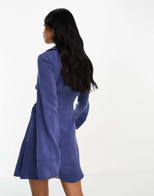 Rochie casual ASOS EU 44 | Albastru, Mini, Mânecă lungă - Image 2