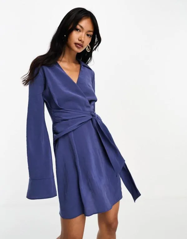 Rochie casual ASOS EU 44 | Albastru, Mini, Mânecă lungă - Image 3