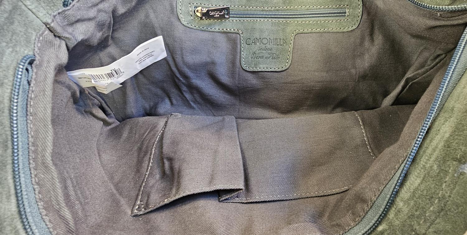 Geantă de umăr Camomilla | Verde, Piele întoarsă Suede - Image 12