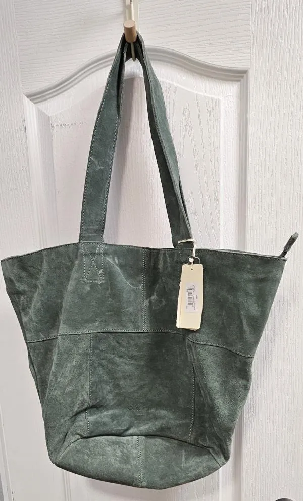 Geantă de umăr Camomilla | Verde, Piele întoarsă Suede - Image 2
