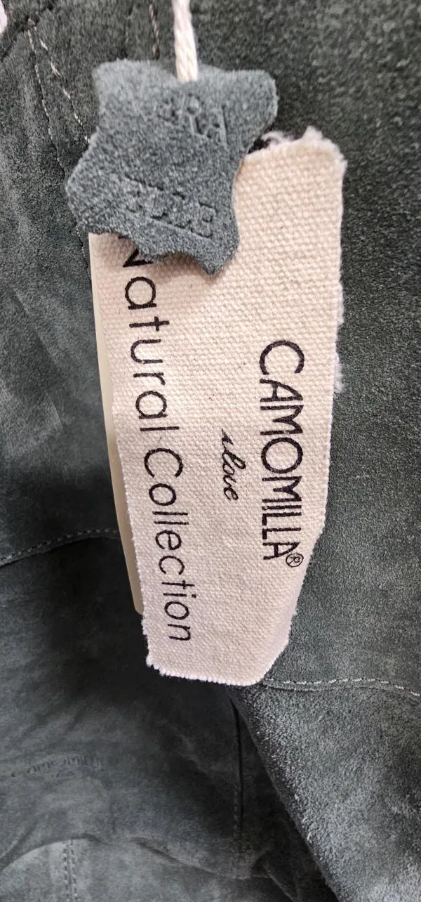 Geantă de umăr Camomilla | Verde, Piele întoarsă Suede - Image 5