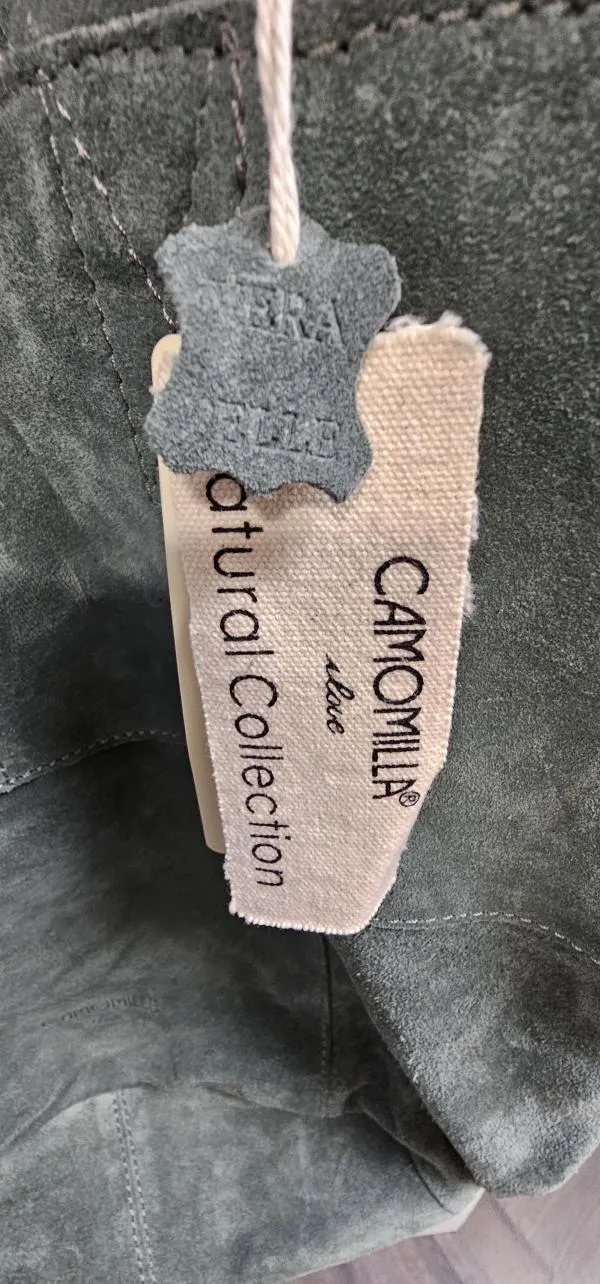 Geantă de umăr Camomilla | Verde, Piele întoarsă Suede - Image 6