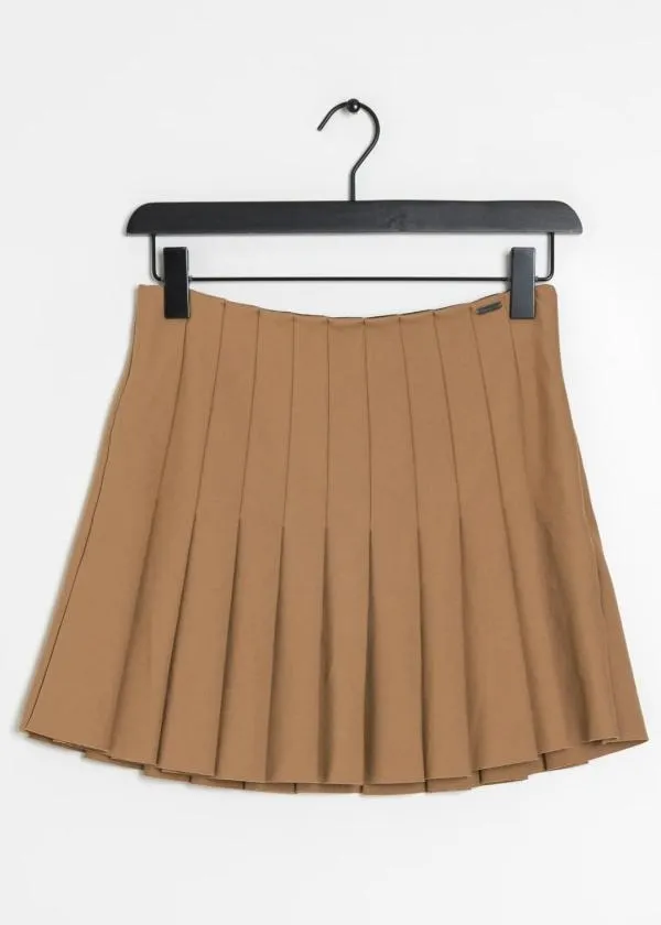 Fustă plisată Pepe Jeans EU 38 | Caramel, Mini, Talie înaltă, Plisată fit, Pliuri