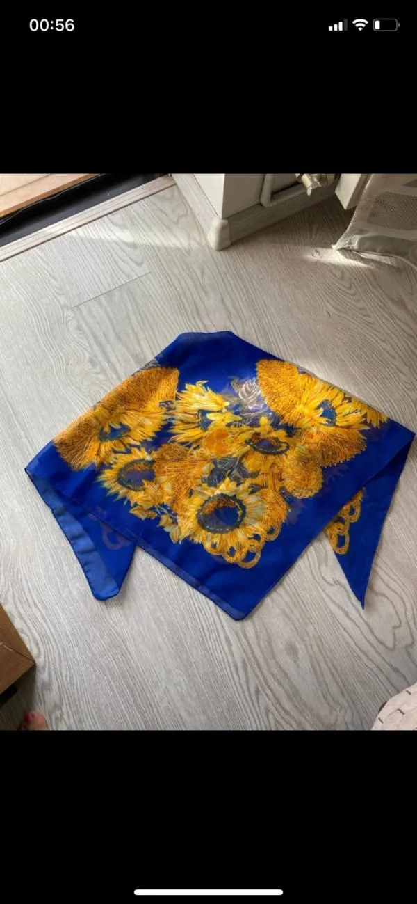 Eșarfă | Albastru, Floral & Tropical - Image 3