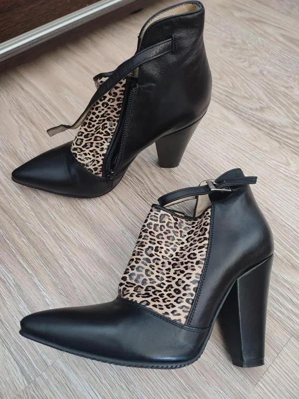 Ghete Davos Gomma EU 36 | Negru, Animal print, Piele naturală