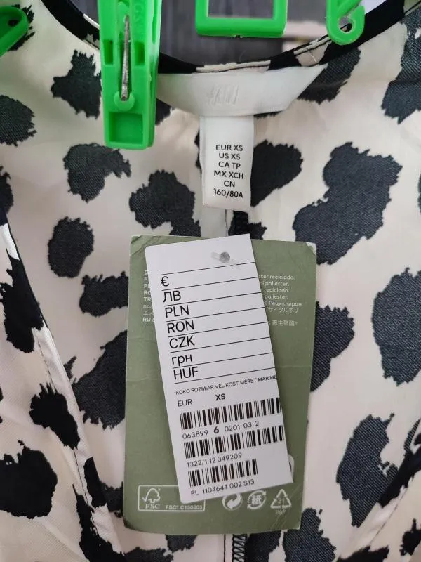 Rochie tip cămașă H&M EU 34 | Bej, Mini, Mânecă lungă, Animal print, Drapat, Poliester - Image 5