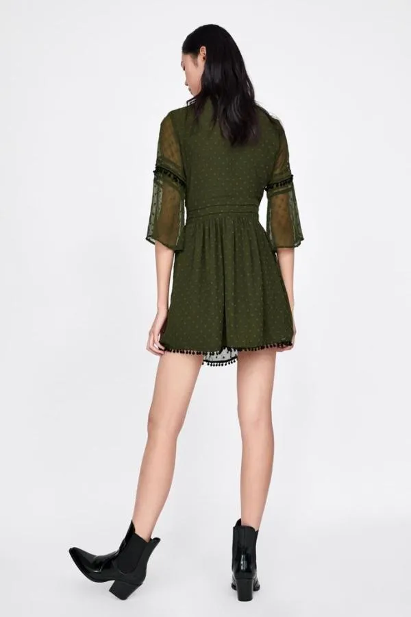 Rochie casual Zara EU 36 | Khaki, Mini - Image 2