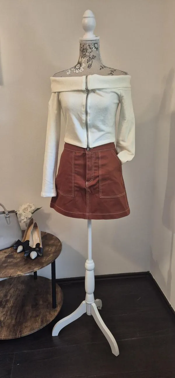 Fustă A-line Zara EU 36 | Cărămiziu, Mini, Lungă fit - Image 3