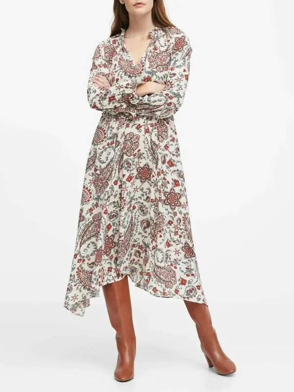 Rochie casual Banana Republic EU 38 | Alb, Midi, Floral & Tropical