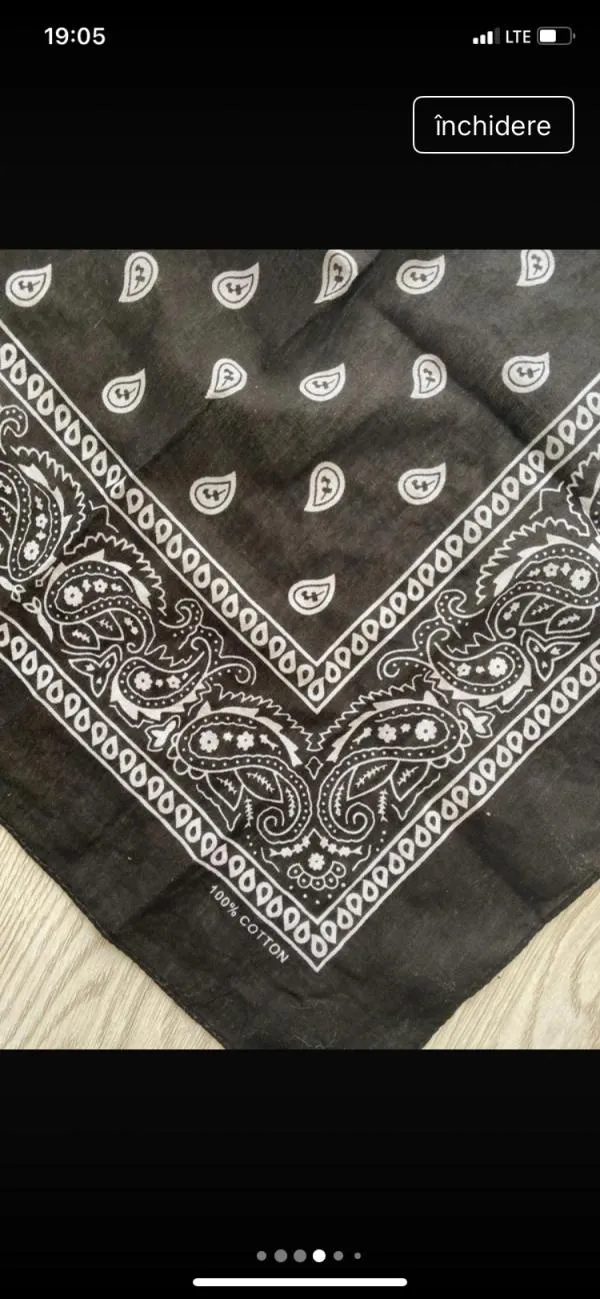 Eșarfă | Negru, Bumbac - Image 6