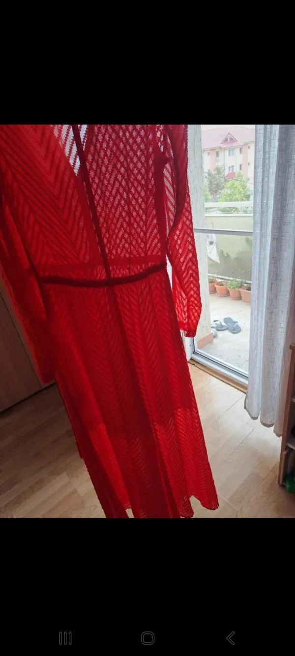 Rochie de vară H&M EU 34 | Roșu, Maxi, Mânecă lungă - Image 2