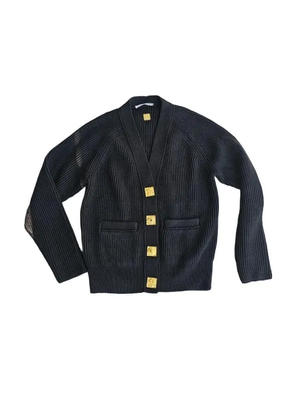 Cardigan Schiaparelli M | Negru, Mânecă lungă, Lână